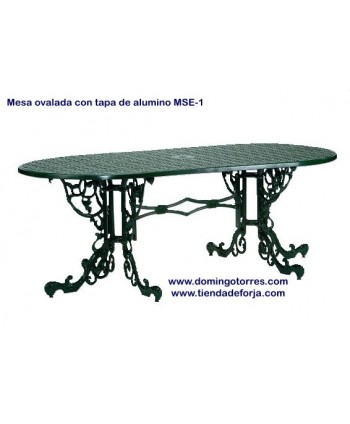 Mesa de aluminio con tapa ovalada MSE-1 inglés