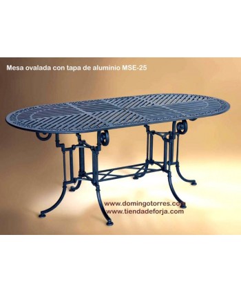 Mesa de aluminio fundido con tapa ovalada MSE-25