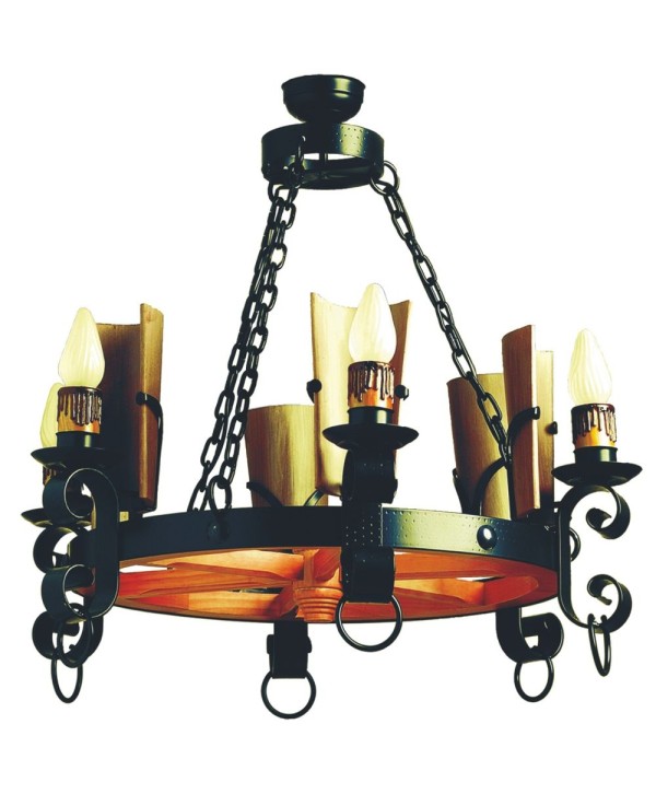 L-73 Lámpara imitación rueda de carro con tejas