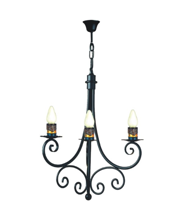 L-37 Lampara con rizos en las puntas de forja artistica