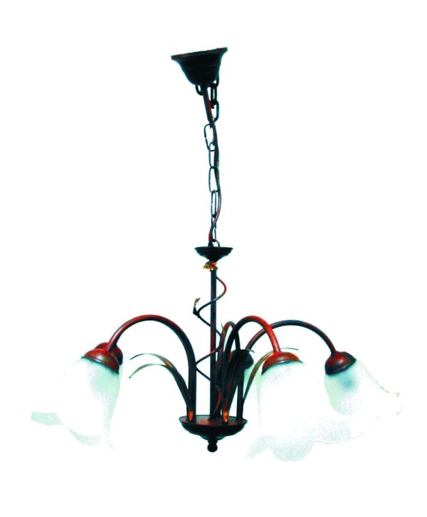 L-56 Lámpara pequeña con hojas y tulipas de cristal