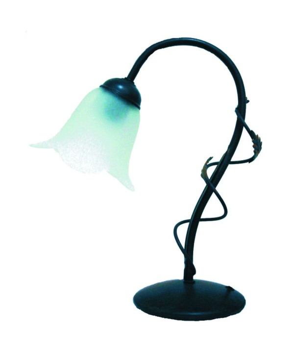 LS-13 Sobremesa forja oro o marrón con tulipa de cristal