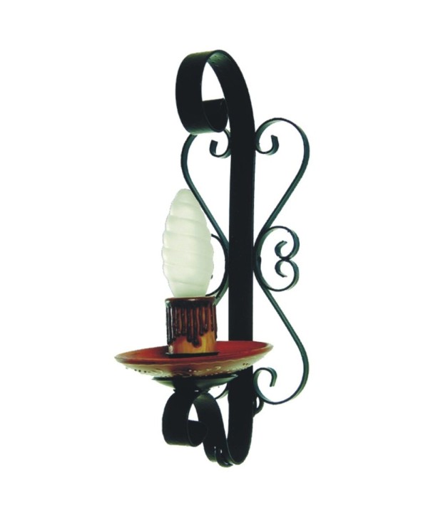 A-11 Aplique con pequeños rizos de hierro y platos de cerámica