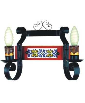 A-40 Aplique con madera y azulejo de flores
