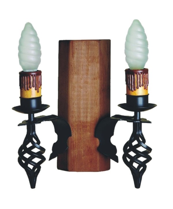 A-79 Aplique de hierro con piñas y madera oscura