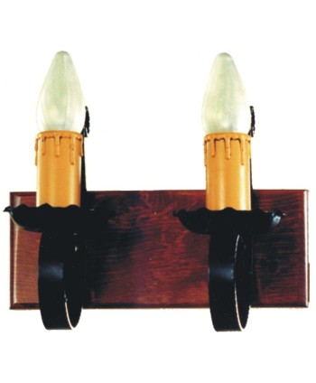 A-74 Aplique madera varios tonos y 2 luces de forja