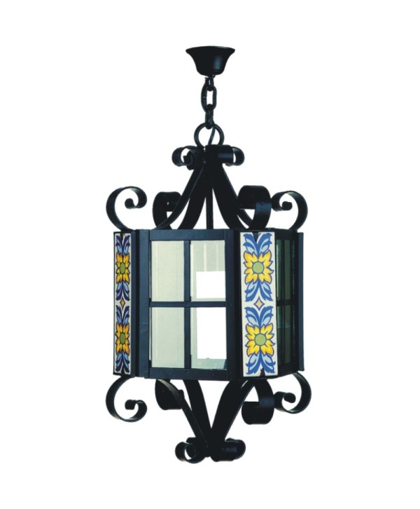 F-23 Farol de forja con azulejos clásicos de flores
