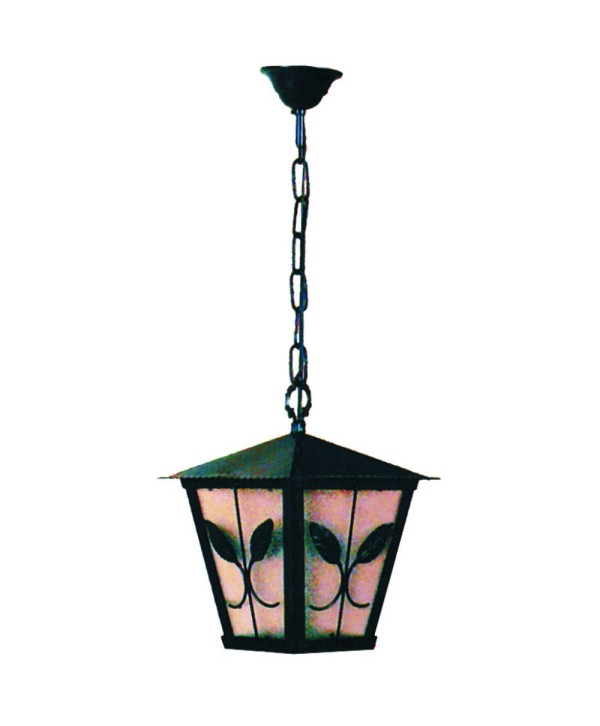 F-95 Farol de colgar con hojas en los 4 lados de forja