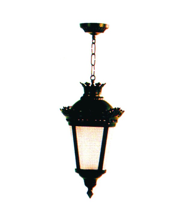 F-131 Farol de colgar tipo antiguo con corona aluminio