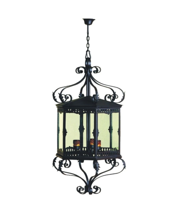 F-162 Farol hexagonal con rizos de forja