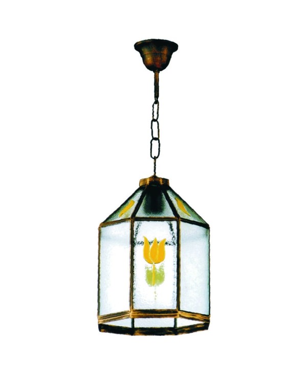 FG-12 Farol sencillo con tulipanes amarillos de chapa