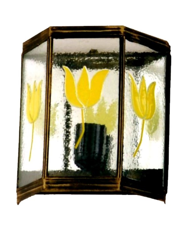 FG-15 Farol medio granadino con tulipán amarillo forja