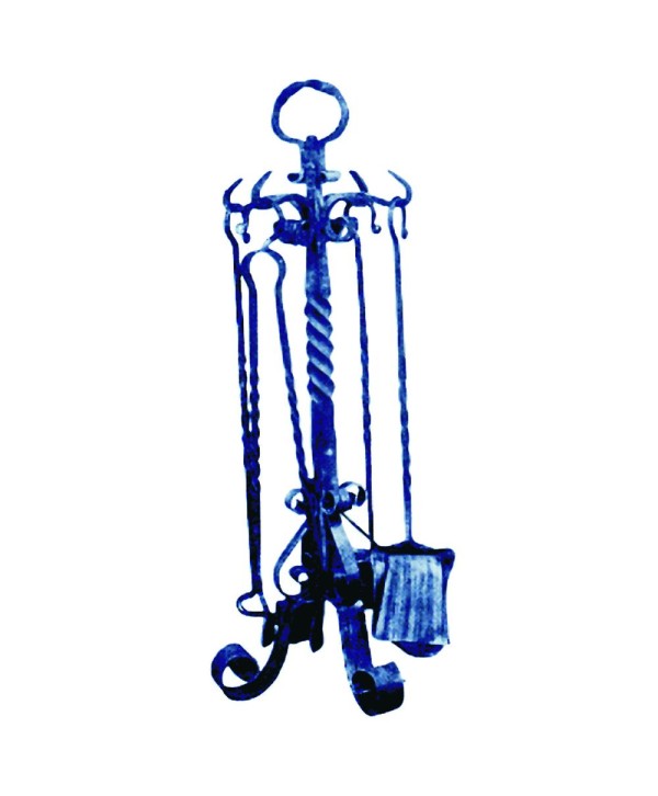 J-18 Juego de chimenea grande de hierro forjado