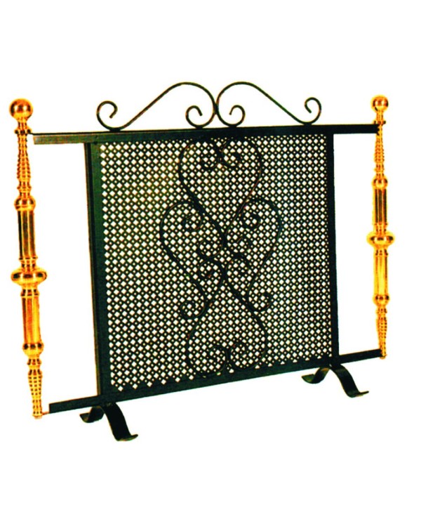 PA-6 Pantalla chimenea en hierro y adornos de latón