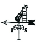 V-71 Veleta dibujo de guitarra con silla de hierro