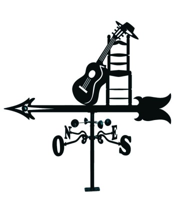 V-71 Veleta dibujo de guitarra con silla de hierro