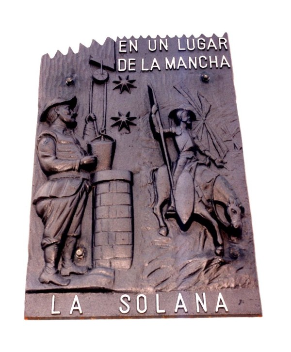 QJ-34 Placa figura de Quijote y Sancho aluminio