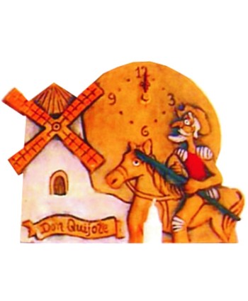 QJ-38 Reloj sobremesa de barro con figura Quijote