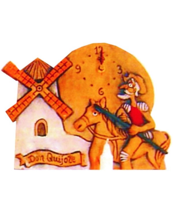 QJ-38 Reloj sobremesa de barro con figura Quijote
