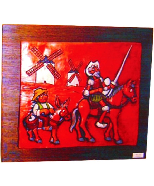 QJ-46 Cuadro para pared de Quijote barro y madera