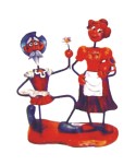 QJ-54 Quijote y Dulcinea de barro y forja para decorar