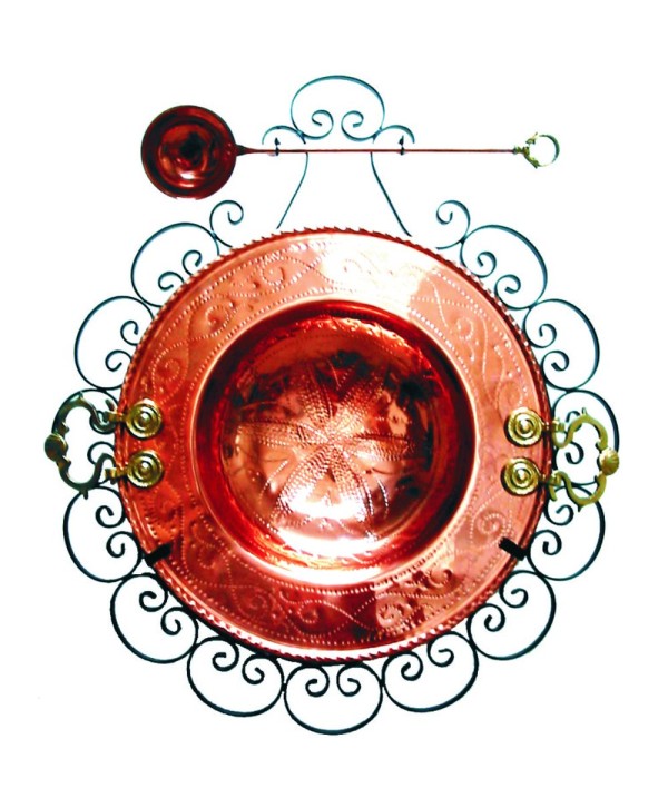 CBL-2 Brasero cobre y soporte de pared forja