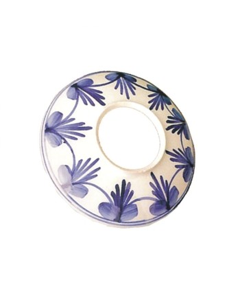 Plato cerámica blanco con azul con para forja