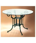 MSE-25 Mesa redonda de aluminio con tapa de cristal para jardines y terrazas