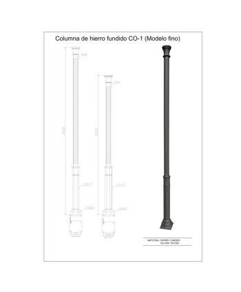 CO-1-F Columna modelo fino de hierro fundido para templetes y tejados ligeros
